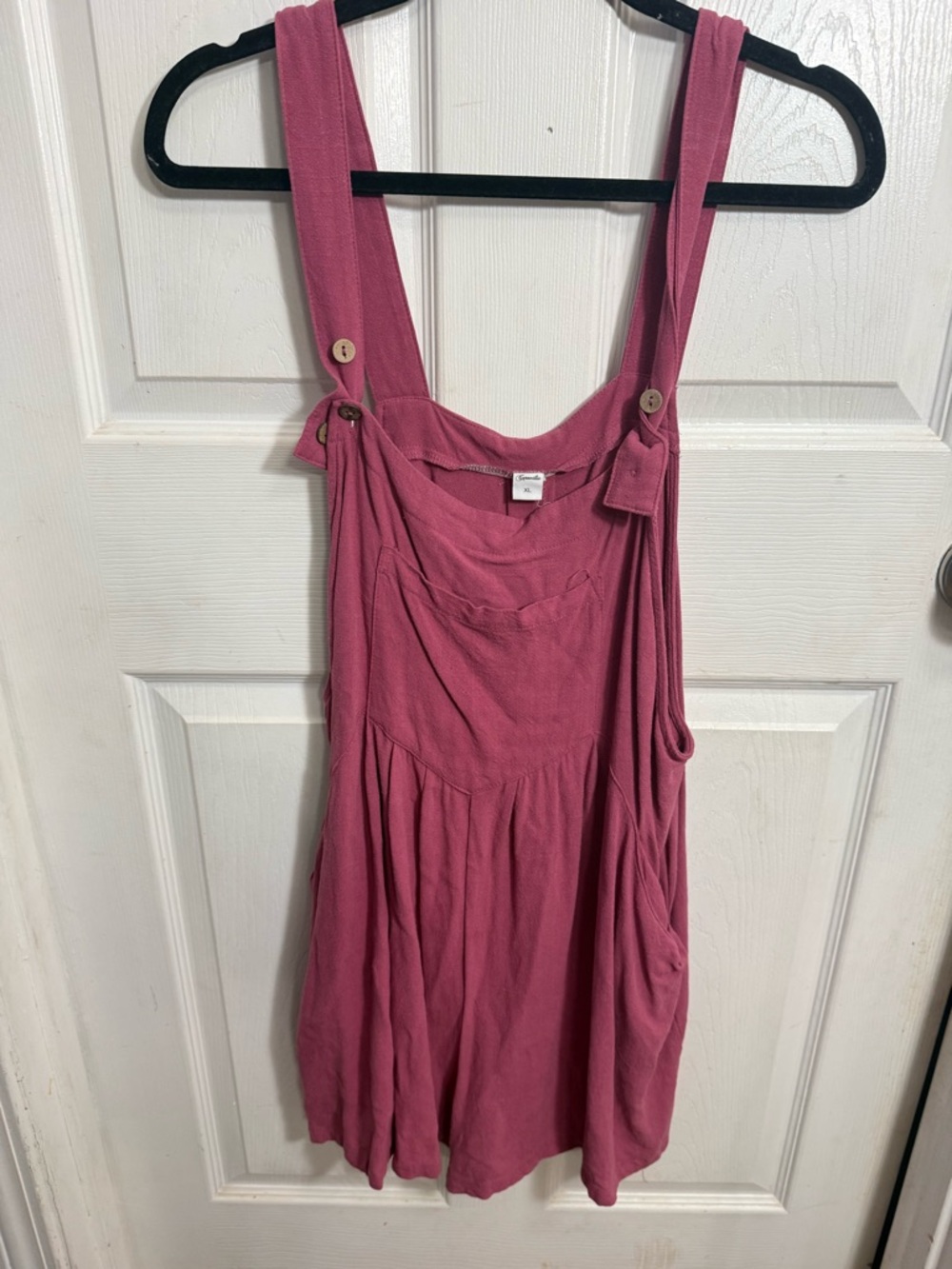 Sleeveless Rose Pink Romper with Button-Strap Details